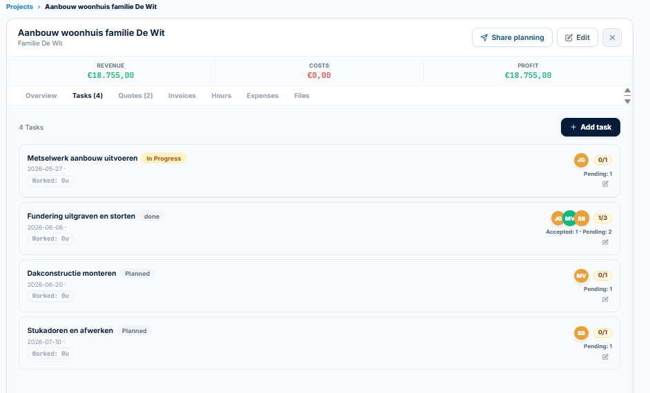 Screenshot: Where do assigned tasks appear afterwards?
