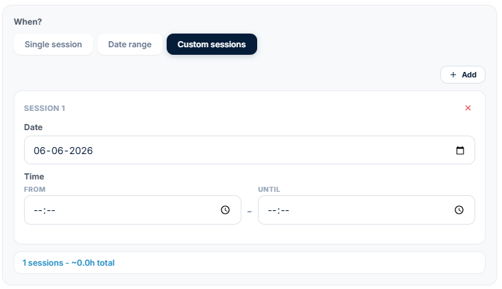 Screenshot: What scheduling options are there?